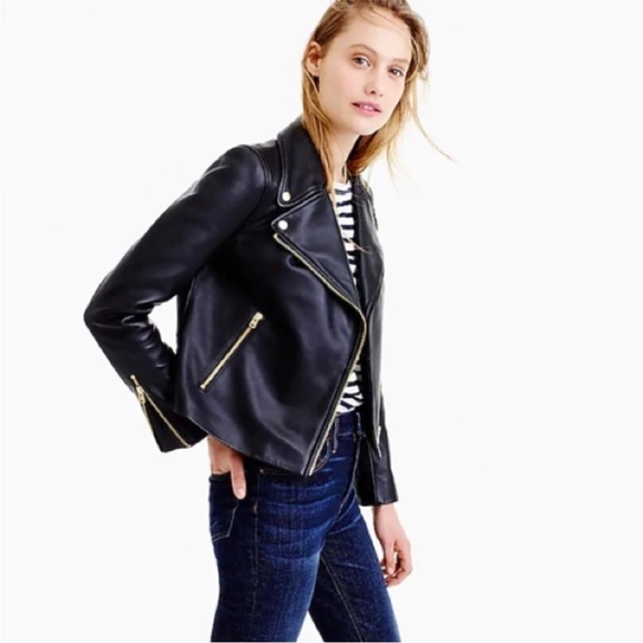 J.Crew Collection Moto Leather Jacket motorcycle size 2 - Picture 10 of 10